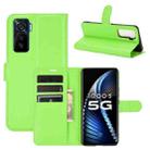 For vivo iQOO 5 5G Litchi Texture Horizontal Flip Protective Case with Holder & Card Slots & Wallet(Green) - 1