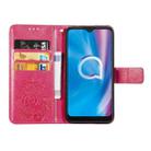 For  Alcatel 1S (2020) Four-leaf Clasp Embossed Buckle Mobile Phone Protection Leather Case with Lanyard & Card Slot & Wallet & Holder Function(Magenta) - 4