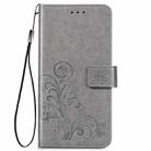 For  Alcatel 1S (2020) Four-leaf Clasp Embossed Buckle Mobile Phone Protection Leather Case with Lanyard & Card Slot & Wallet & Holder Function(Gray) - 2