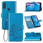 For  Alcatel 1S (2020) Four-leaf Clasp Embossed Buckle Mobile Phone Protection Leather Case with Lanyard & Card Slot & Wallet & Holder Function(Blue) - 1