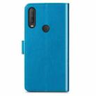 For  Alcatel 1S (2020) Four-leaf Clasp Embossed Buckle Mobile Phone Protection Leather Case with Lanyard & Card Slot & Wallet & Holder Function(Blue) - 3