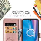 For  Alcatel 1S (2020) Four-leaf Clasp Embossed Buckle Mobile Phone Protection Leather Case with Lanyard & Card Slot & Wallet & Holder Function(Rose Gold) - 7