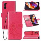 For OPPO Realme X7 Pro Four-leaf Clasp Embossed Buckle Mobile Phone Protection Leather Case with Lanyard & Card Slot & Wallet & Bracket Function(Magenta) - 1