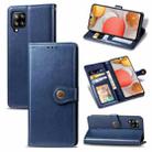 For Samsung Galaxy A42 5G Retro Solid Color Leather Buckle Phone Case with Lanyard & Photo Frame & Card Slot & Wallet & Stand Function(Blue) - 1