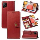 For Samsung Galaxy A42 5G Retro Solid Color Leather Buckle Phone Case with Lanyard & Photo Frame & Card Slot & Wallet & Stand Function(Red) - 1