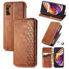 For OPPO Realme X7 Pro Cubic Grid Pressed Horizontal Flip Magnetic PU Leather Case with Holder & Card Slots & Wallet(Brown) - 1