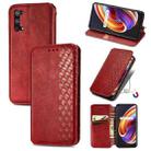 For OPPO Realme X7 Pro Cubic Grid Pressed Horizontal Flip Magnetic PU Leather Case with Holder & Card Slots & Wallet(Red) - 1