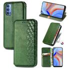 For OPPO Reno 4 4G Cubic Grid Pressed Horizontal Flip Magnetic PU Leather Case with Holder & Card Slots & Wallet(Green) - 1