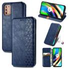 For Motorola Moto G9 Plus Cubic Grid Pressed Horizontal Flip Magnetic PU Leather Case with Holder & Card Slots & Wallet(Blue) - 1