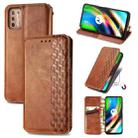 For Motorola Moto G9 Plus Cubic Grid Pressed Horizontal Flip Magnetic PU Leather Case with Holder & Card Slots & Wallet(Brown) - 1