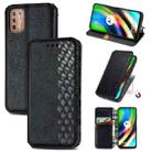 For Motorola Moto G9 Plus Cubic Grid Pressed Horizontal Flip Magnetic PU Leather Case with Holder & Card Slots & Wallet(Black) - 1