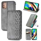 For Motorola Moto G9 Plus Cubic Grid Pressed Horizontal Flip Magnetic PU Leather Case with Holder & Card Slots & Wallet(Gray) - 1