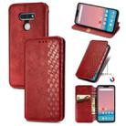 For LG Style3 L-41A Cubic Grid Pressed Horizontal Flip Magnetic PU Leather Case with Holder & Card Slots & Wallet(Red) - 1