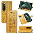 For Xiaomi Mi 10 Ultra Cute Cat and Dog Embossed Horizontal Flip Leather Case with Bracket / Card Slot / Wallet / Lanyard(Yellow) - 1