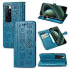For Xiaomi Mi 10 Ultra Cute Cat and Dog Embossed Horizontal Flip Leather Case with Bracket / Card Slot / Wallet / Lanyard(Blue) - 1