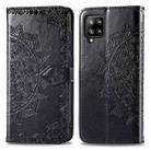 For Galaxy A42 5G Mandala Flower Embossed Horizontal Flip Leather Case with Bracket / Card Slot / Wallet / Lanyard(Black) - 1