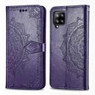 For Galaxy A42 5G Mandala Flower Embossed Horizontal Flip Leather Case with Bracket / Card Slot / Wallet / Lanyard(Purple) - 1