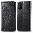 For Galaxy M51 Mandala Flower Embossed Horizontal Flip Leather Case with Bracket / Card Slot / Wallet / Lanyard(Black) - 1