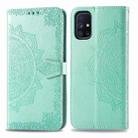 For Galaxy M51 Mandala Flower Embossed Horizontal Flip Leather Case with Bracket / Card Slot / Wallet / Lanyard(Green) - 1