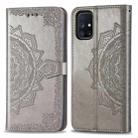 For Galaxy M51 Mandala Flower Embossed Horizontal Flip Leather Case with Bracket / Card Slot / Wallet / Lanyard(Gray) - 1