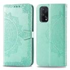 For OPPO Realme X7 Embossed Mandala Pattern TPU + PU Horizontal Flip Leather Case with Holder & Three Card Slots & Wallet(Green) - 1