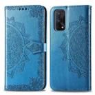 For OPPO Realme X7 Pro Embossed Mandala Pattern TPU + PU Horizontal Flip Leather Case with Holder & Three Card Slots & Wallet(Blue) - 1