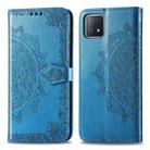 For OPPO  A72 5G Embossed Mandala Pattern TPU + PU Horizontal Flip Leather Case with Holder & Three Card Slots & Wallet(Blue) - 1