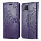 For OPPO  A72 5G Embossed Mandala Pattern TPU + PU Horizontal Flip Leather Case with Holder & Three Card Slots & Wallet(Purple) - 1