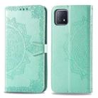 For OPPO  A72 5G Embossed Mandala Pattern TPU + PU Horizontal Flip Leather Case with Holder & Three Card Slots & Wallet(Green) - 1