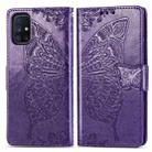 For Galaxy M51 Butterfly Love Flower Embossed Horizontal Flip Leather Case with Bracket / Card Slot / Wallet / Lanyard(Dark Purple) - 1
