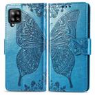 For Galaxy A42 5G Butterfly Love Flower Embossed Horizontal Flip Leather Case with Bracket / Card Slot / Wallet / Lanyard(Blue) - 1