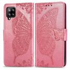 For Galaxy A42 5G Butterfly Love Flower Embossed Horizontal Flip Leather Case with Bracket / Card Slot / Wallet / Lanyard(Pink) - 1