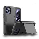 For iPhone 12 / 12 Pro Dustproof Pressure-proof Shockproof PC + TPU Case with Card Slot & Mirror(Black) - 1