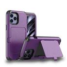 For iPhone 12 / 12 Pro Dustproof Pressure-proof Shockproof PC + TPU Case with Card Slot & Mirror(Purple) - 1