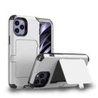 For iPhone 12 / 12 Pro Dustproof Pressure-proof Shockproof PC + TPU Case with Card Slot & Mirror(White) - 1