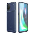 For Motorola Moto G9 Plus Carbon Fiber Texture Shockproof TPU Case(Blue) - 1