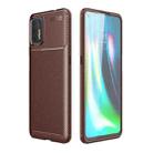 For Motorola Moto G9 Plus Carbon Fiber Texture Shockproof TPU Case(Brown) - 1