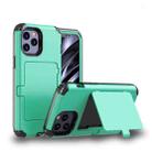 For iPhone 12 Pro Max Dustproof Pressure-proof Shockproof PC + TPU Case with Card Slot & Mirror(Teal) - 1