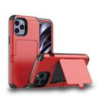 For iPhone 12 Pro Max Dustproof Pressure-proof Shockproof PC + TPU Case with Card Slot & Mirror(Red) - 1