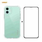 For iPhone 12 mini Hat-Prince ENKAY 2 in 1 Clear TPU Soft Case Shockproof Cover + 0.26mm 9H 2.5D Full Glue Full Coverage Tempered Glass Protector Film - 1