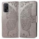 For OPPO Realme X7 Butterfly Love Flower Embossed Horizontal Flip Leather Case with Bracket / Card Slot / Wallet / Lanyard(Gray) - 1