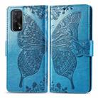 For OPPO Realme X7 Pro Butterfly Love Flower Embossed Horizontal Flip Leather Case with Bracket / Card Slot / Wallet / Lanyard(Blue) - 1