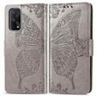 For OPPO Realme X7 Pro Butterfly Love Flower Embossed Horizontal Flip Leather Case with Bracket / Card Slot / Wallet / Lanyard(Gray) - 1