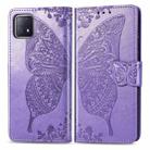 For Oppo A72 5G Butterfly Love Flower Embossed Horizontal Flip Leather Case with Bracket / Card Slot / Wallet / Lanyard(Light Purple) - 1