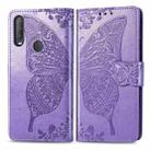 For Alcatel 1S (2020) Butterfly Love Flower Embossed Horizontal Flip Leather Case with Bracket / Card Slot / Wallet / Lanyard(Light Purple) - 1