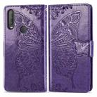 For Alcatel 1S (2020) Butterfly Love Flower Embossed Horizontal Flip Leather Case with Bracket / Card Slot / Wallet / Lanyard(Dark Purple) - 1