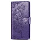 For Alcatel 1S (2020) Butterfly Love Flower Embossed Horizontal Flip Leather Case with Bracket / Card Slot / Wallet / Lanyard(Dark Purple) - 2