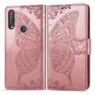 For Alcatel 1S (2020) Butterfly Love Flower Embossed Horizontal Flip Leather Case with Bracket / Card Slot / Wallet / Lanyard(Rose Gold) - 1