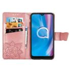 For Alcatel 1S (2020) Butterfly Love Flower Embossed Horizontal Flip Leather Case with Bracket / Card Slot / Wallet / Lanyard(Rose Gold) - 4