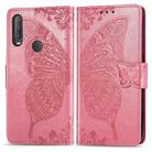 For Alcatel 1S (2020) Butterfly Love Flower Embossed Horizontal Flip Leather Case with Bracket / Card Slot / Wallet / Lanyard(Pink) - 1